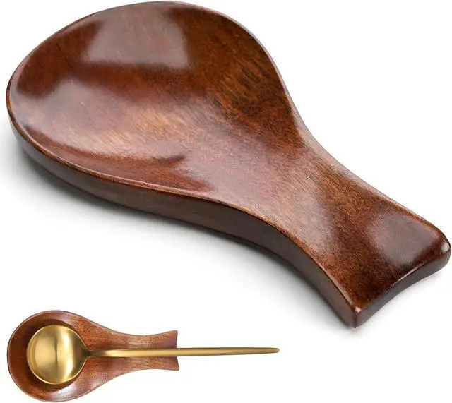 Main image of Spoon Rest for Stove Top 7''x3.7'' Wooden Spoon Holder Kitchen Heat-Resistant Wood Utensil Rest Rustic Farmhouse Dining Table Spoons Holder Decor for Countertop Ladle Spatula Turner Brush