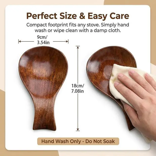Alt view image 2 of 6 - Spoon Rest for Stove Top 7''x3.7'' Wooden Spoon Holder Kitchen Heat-Resistant Wood Utensil Rest Rustic Farmhouse Dining Table Spoons Holder Decor for Countertop Ladle Spatula Turner Brush