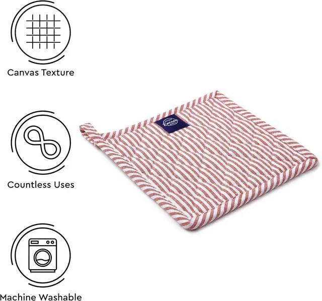Alt view image 4 of 7 - Encasa XO Pot Holders, Quilted Kitchen Hot Pads 8"x8" Red | Heat Resistant | Thick Cotton Padding | Trivet & Countertop Protector | Corner Hanging Loop | Set of 2