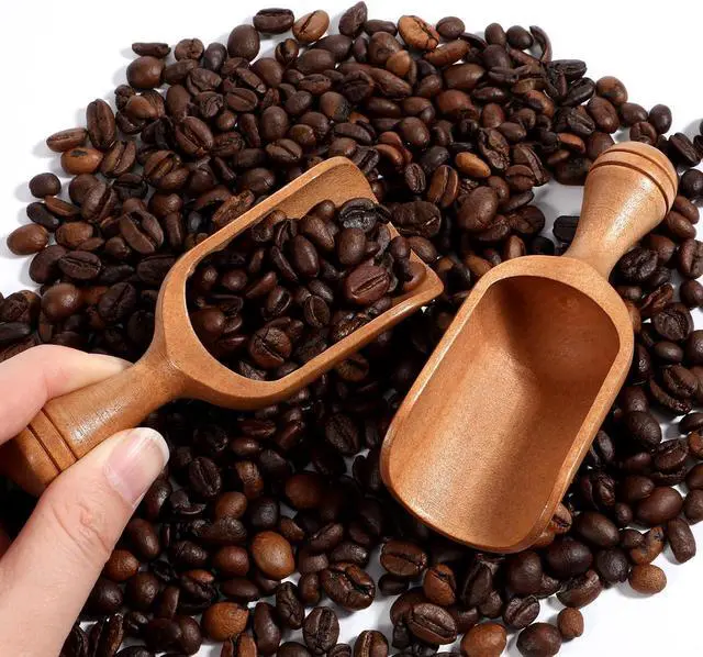 Alt view image 4 of 7 - Acacia Mini Wooden Spoons 2Pcs Wooden Coffee Scoops | Multipurpose Measuring Spoons for Jars Canisters Ground Coffee Sugar Spices