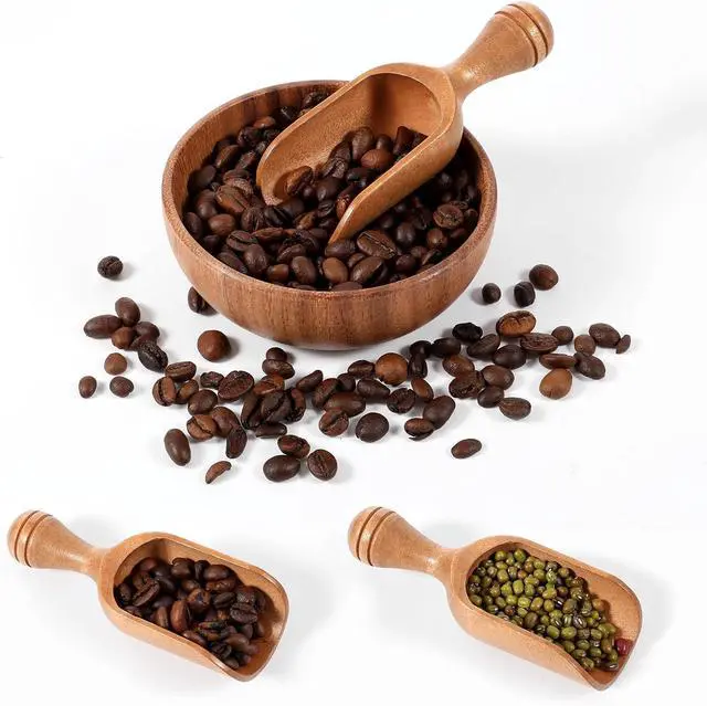 Alt view image 3 of 7 - Acacia Mini Wooden Spoons 2Pcs Wooden Coffee Scoops | Multipurpose Measuring Spoons for Jars Canisters Ground Coffee Sugar Spices