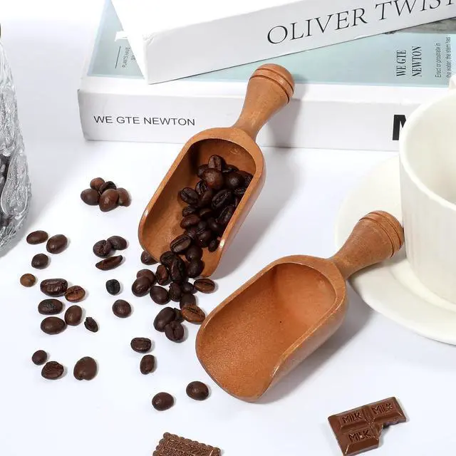 Alt view image 6 of 7 - Acacia Mini Wooden Spoons 2Pcs Wooden Coffee Scoops | Multipurpose Measuring Spoons for Jars Canisters Ground Coffee Sugar Spices