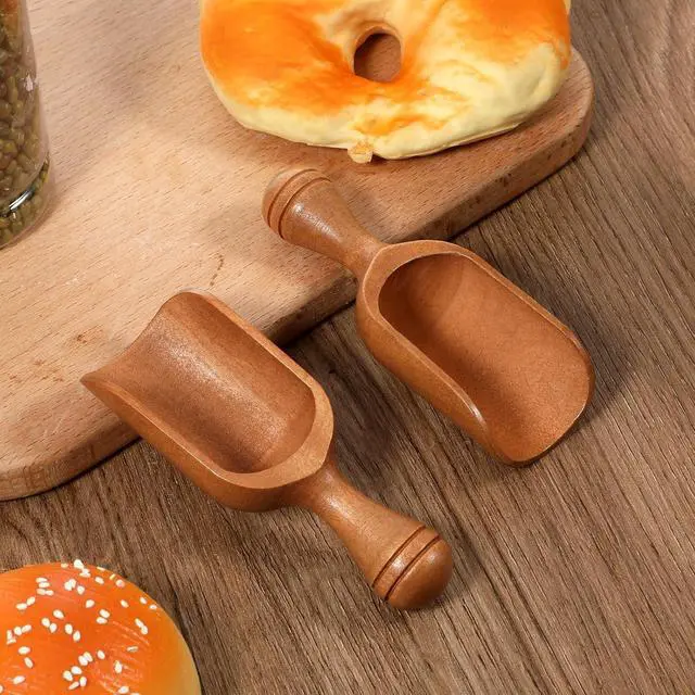 Alt view image 7 of 7 - Acacia Mini Wooden Spoons 2Pcs Wooden Coffee Scoops | Multipurpose Measuring Spoons for Jars Canisters Ground Coffee Sugar Spices