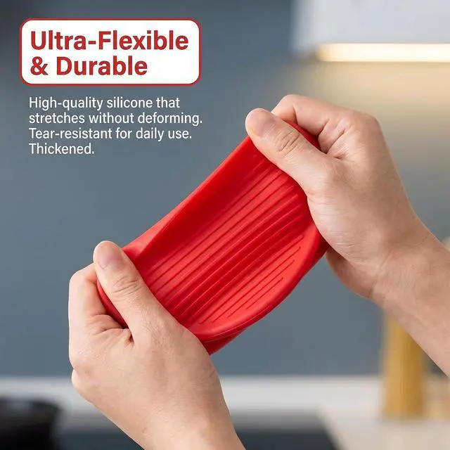 Alt view image 4 of 7 - Silicone Cooking Pinch Grips Oven Mitts - Mini Finger Protector Pot Holder for Kitchen,Cooking,Baking,BBQ - Heat Resistant Gloves, 2 Pairs (Black and Red)