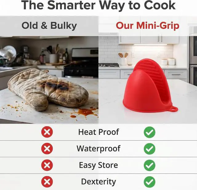 Alt view image 6 of 7 - Silicone Cooking Pinch Grips Oven Mitts - Mini Finger Protector Pot Holder for Kitchen,Cooking,Baking,BBQ - Heat Resistant Gloves, 2 Pairs (Black and Red)