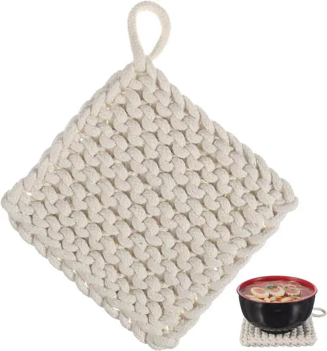 Main image of OSALADI Braided Cotton Pot Holder 4.72X4.72In Woven Heat Resistant Trivet Pad for Kitchen Table Protection and Noise Reduction Eco-Friendly Material