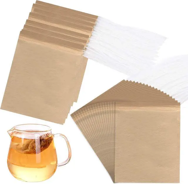 Main image of Numola Unbleached Tea Filter Bags with Disposable Drawstring, Tea Bags Empty, Wood Pulp Filter Paper Organic Tea Infuser Bag for Loose Leaf Tea 200 Pcs (3.2'' x 4.2'')