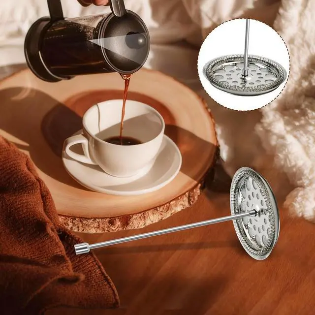 Alt view image 7 of 7 - 9-Piece French Press Filter Replacements Set | Stainless Steel Plunger and Screensfor 34oz/3.75in Press, Includes Spiral and Cross Disk