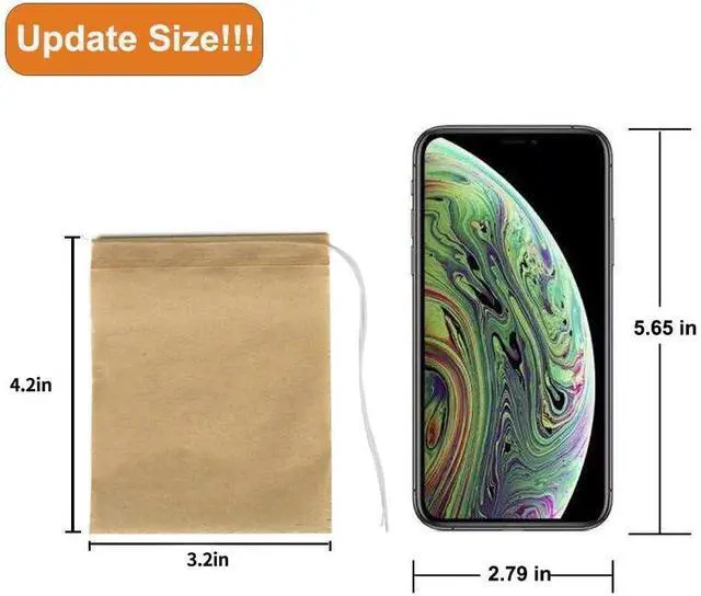Alt view image 2 of 7 - Numola Unbleached Tea Filter Bags with Disposable Drawstring, Tea Bags Empty, Wood Pulp Filter Paper Organic Tea Infuser Bag for Loose Leaf Tea 200 Pcs (3.2'' x 4.2'')
