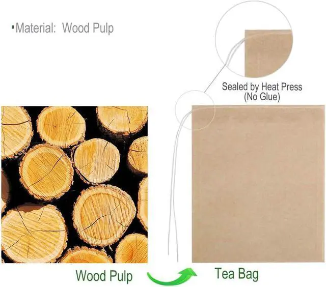 Alt view image 3 of 7 - Numola Unbleached Tea Filter Bags with Disposable Drawstring, Tea Bags Empty, Wood Pulp Filter Paper Organic Tea Infuser Bag for Loose Leaf Tea 200 Pcs (3.2'' x 4.2'')