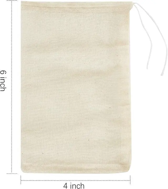 Alt view image 2 of 7 - TUZAZO 24 Pcs Muslin Bags with Drawstring 4 x 6 inch, Reusable Tea Bags for Loose Leaf Tea, Natural Cotton Unbleached Cheesecloth Small Spice Bag for Cooking Soup Herb Sachet Bag Empty