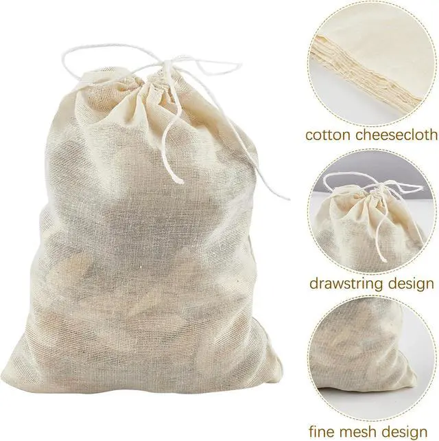 Alt view image 3 of 7 - TUZAZO 24 Pcs Muslin Bags with Drawstring 4 x 6 inch, Reusable Tea Bags for Loose Leaf Tea, Natural Cotton Unbleached Cheesecloth Small Spice Bag for Cooking Soup Herb Sachet Bag Empty