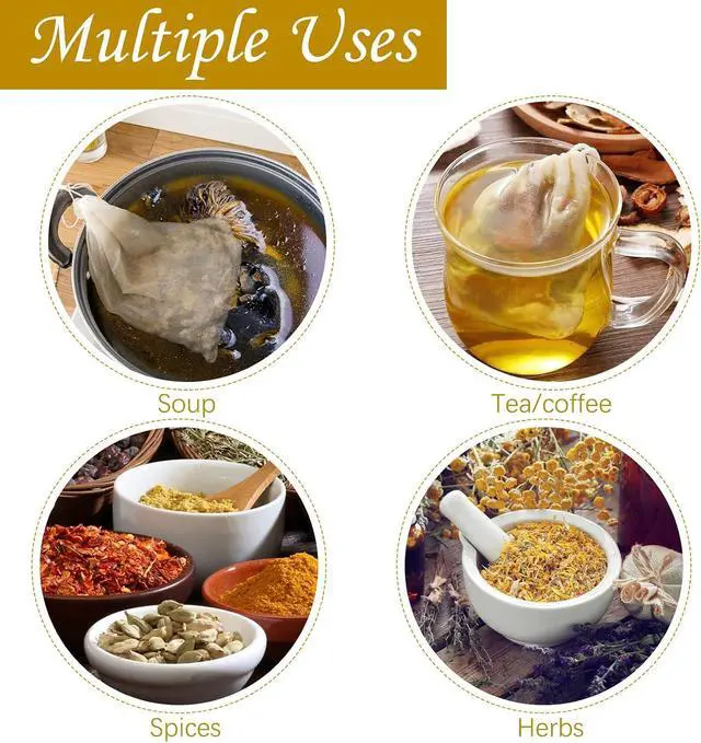 Alt view image 6 of 7 - TUZAZO 24 Pcs Muslin Bags with Drawstring 4 x 6 inch, Reusable Tea Bags for Loose Leaf Tea, Natural Cotton Unbleached Cheesecloth Small Spice Bag for Cooking Soup Herb Sachet Bag Empty