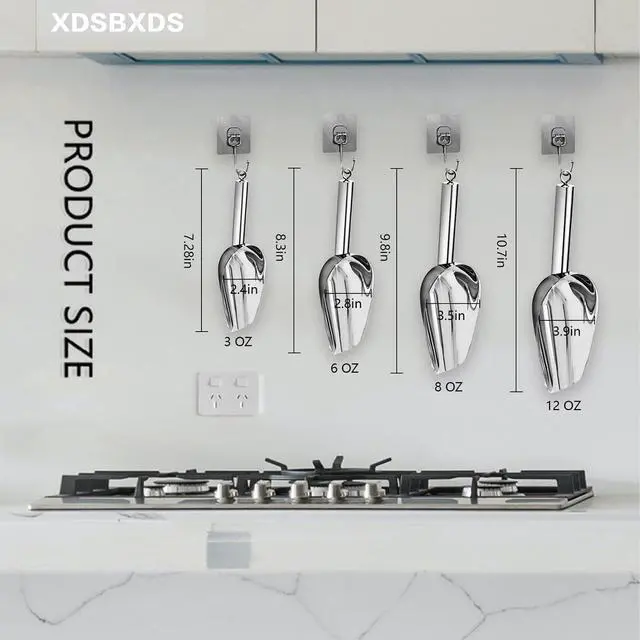 Alt view image 3 of 6 - Metal Ice ScoopKitchen Ice Scooper for Ice Maker,Stainless Steel Small Ice Scooper for FreezerKitchen Gadgets Cookie Flour Pet Dog Food Scoop (Silver, 3 OZ)