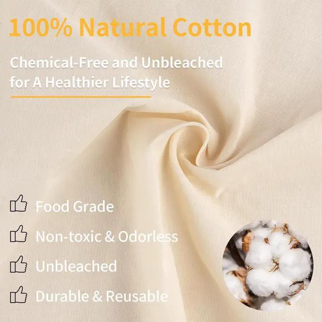 Alt view image 3 of 7 - 3 Pcs 12"x12" Nut Milk Bag, Cheesecloth Cheese Cloth Bag for Straining | Natural Unbleached Cotton Reusable Strainer Bag for Oat Almond Milk, Cheese Making, Yogurt, Juice, Cold Brew Coffee, Beer Tea