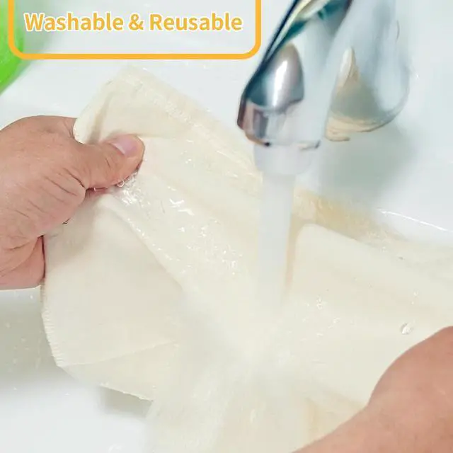 Alt view image 7 of 7 - 3 Pcs 12"x12" Nut Milk Bag, Cheesecloth Cheese Cloth Bag for Straining | Natural Unbleached Cotton Reusable Strainer Bag for Oat Almond Milk, Cheese Making, Yogurt, Juice, Cold Brew Coffee, Beer Tea