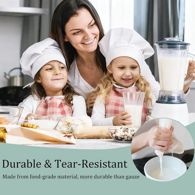 Alt view image 5 of 7 - Ninsula 4PCS Nut Milk Bag, Food Grade Nylon Cheese Cloth Bag, Straining Reusable Fine Mesh Strainer for Tea, Yogurt, Juice, Cheese, Soup, Herbs, Vegetable Juice (8"x12"/14"x14"/10"x12"/12"x12")