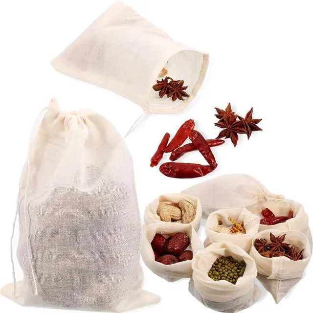 Main image of Boao 24 Pcs Cheesecloth Spice Bags for Cooking,4 x 6 Inch | Reusable Muslin Drawstring for Straining, Steeping Tea Herbs, Seasoning Infuser Pouches, Broth, Potpourri Sachets