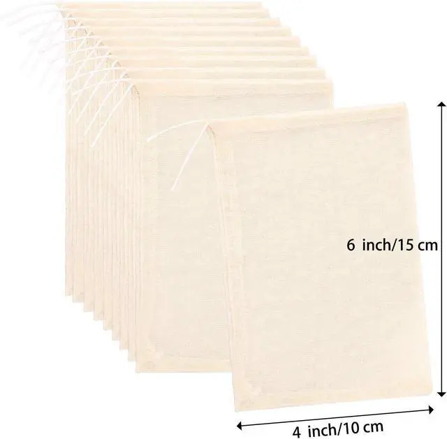 Alt view image 2 of 6 - Boao 24 Pcs Cheesecloth Spice Bags for Cooking,4 x 6 Inch | Reusable Muslin Drawstring for Straining, Steeping Tea Herbs, Seasoning Infuser Pouches, Broth, Potpourri Sachets