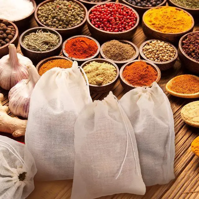 Alt view image 6 of 6 - Boao 24 Pcs Cheesecloth Spice Bags for Cooking,4 x 6 Inch | Reusable Muslin Drawstring for Straining, Steeping Tea Herbs, Seasoning Infuser Pouches, Broth, Potpourri Sachets