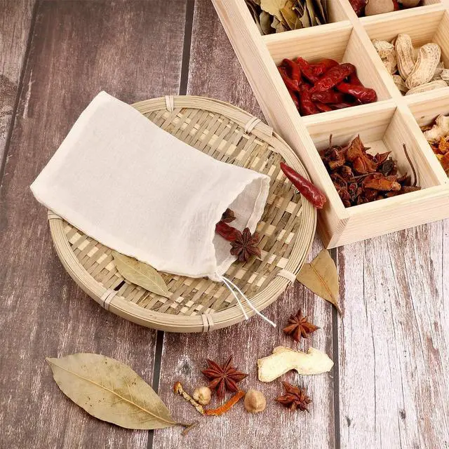Alt view image 4 of 6 - Boao 24 Pcs Cheesecloth Spice Bags for Cooking,4 x 6 Inch | Reusable Muslin Drawstring for Straining, Steeping Tea Herbs, Seasoning Infuser Pouches, Broth, Potpourri Sachets
