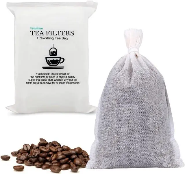 Main image of 100Pcs Large Tea Bag - Disposable Empty Tea Filter Bags No Mess Mesh Bags with Drawstring for Concentrate/Iced Coffee, Herb, Loose Leaf Tea