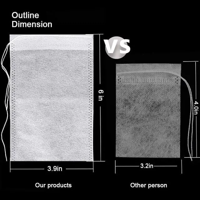 Alt view image 2 of 7 - 100Pcs Large Tea Bag - Disposable Empty Tea Filter Bags No Mess Mesh Bags with Drawstring for Concentrate/Iced Coffee, Herb, Loose Leaf Tea
