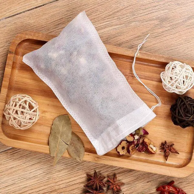 Alt view image 4 of 7 - 100Pcs Large Tea Bag - Disposable Empty Tea Filter Bags No Mess Mesh Bags with Drawstring for Concentrate/Iced Coffee, Herb, Loose Leaf Tea