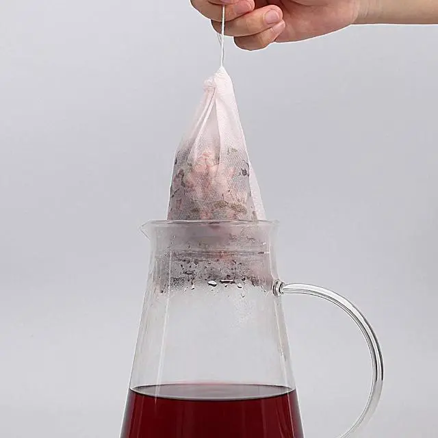 Alt view image 6 of 7 - 100Pcs Large Tea Bag - Disposable Empty Tea Filter Bags No Mess Mesh Bags with Drawstring for Concentrate/Iced Coffee, Herb, Loose Leaf Tea