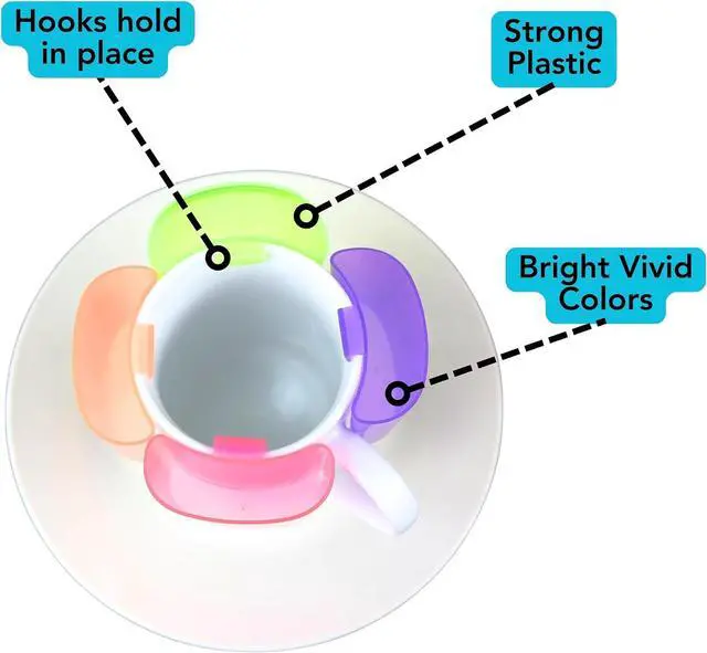 Alt view image 5 of 7 - Iconikal Hook on Mug Tea Bag Holder Set, 4-Pack Purple Orange Green Pink