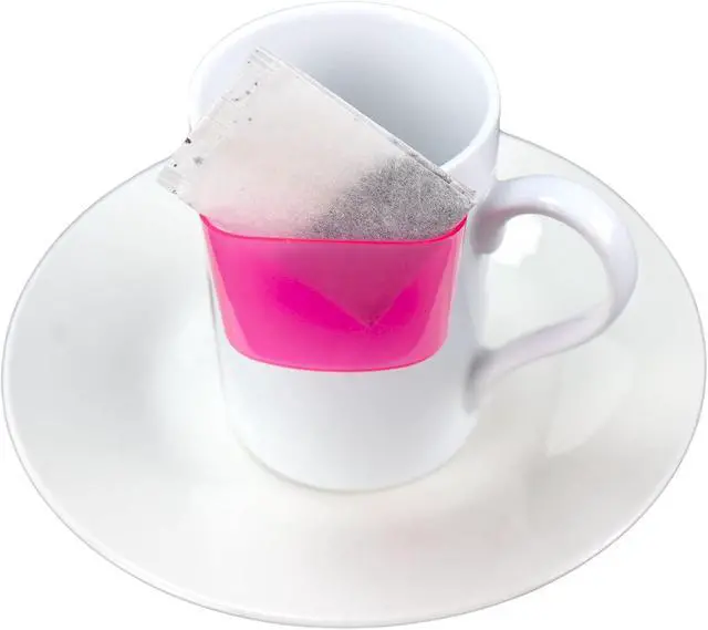 Alt view image 6 of 7 - Iconikal Hook on Mug Tea Bag Holder Set, 4-Pack Purple Orange Green Pink