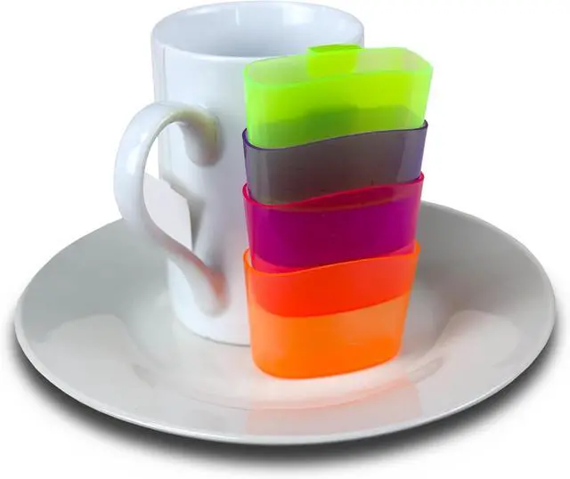 Alt view image 7 of 7 - Iconikal Hook on Mug Tea Bag Holder Set, 4-Pack Purple Orange Green Pink