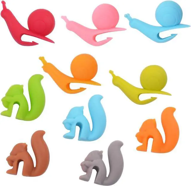 Alt view image 2 of 7 - 10pcs Silicone Tea Bag Holders Multi-Color Snail and Squirrel Cute Drink Marker Tea Accessories for Party Banquet Gathering