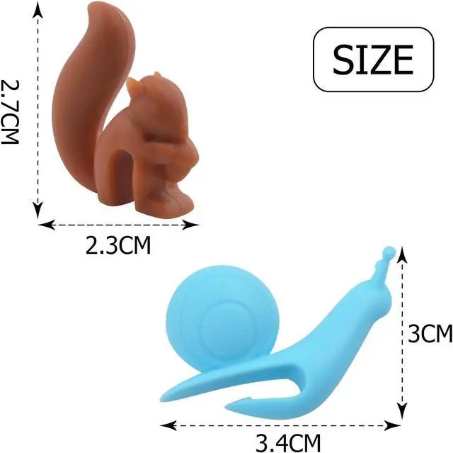 Alt view image 3 of 7 - 10pcs Silicone Tea Bag Holders Multi-Color Snail and Squirrel Cute Drink Marker Tea Accessories for Party Banquet Gathering