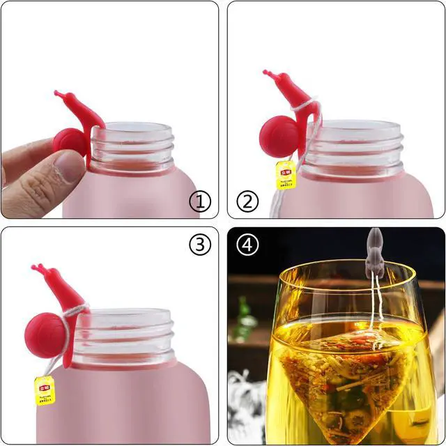 Alt view image 7 of 7 - 10pcs Silicone Tea Bag Holders Multi-Color Snail and Squirrel Cute Drink Marker Tea Accessories for Party Banquet Gathering