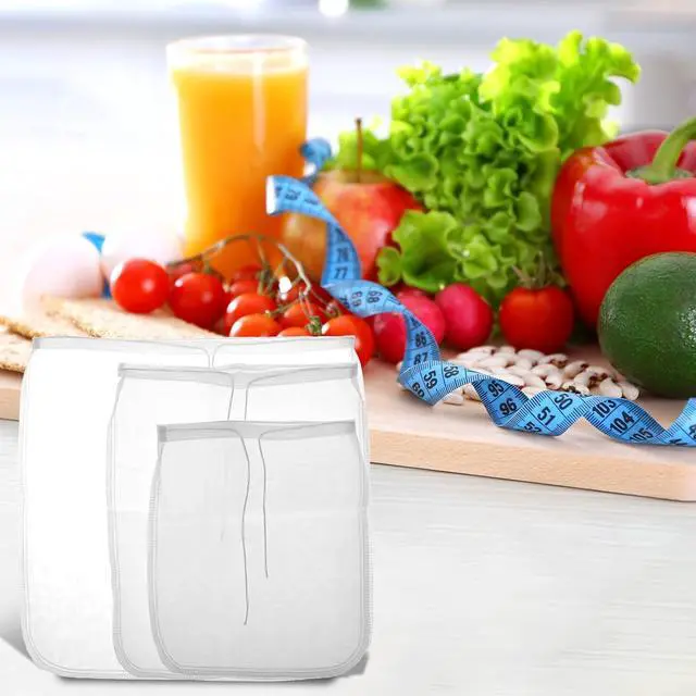 Alt view image 6 of 7 - 3 Pcs Nut Milk Bag Food Strainer Nut Bags Reusable Multiple Usage Food Strainer Bag for Straining Almond Soy Milk Greek Yogurt Professional Cold Brew Coffee Tea Beer Celery Juice Fine Nylon Mesh