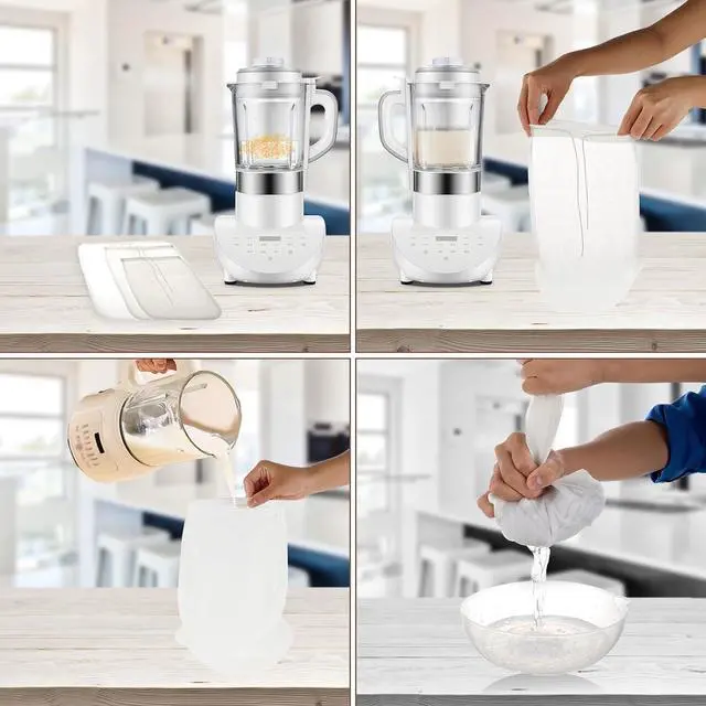 Alt view image 7 of 7 - 3 Pcs Nut Milk Bag Food Strainer Nut Bags Reusable Multiple Usage Food Strainer Bag for Straining Almond Soy Milk Greek Yogurt Professional Cold Brew Coffee Tea Beer Celery Juice Fine Nylon Mesh