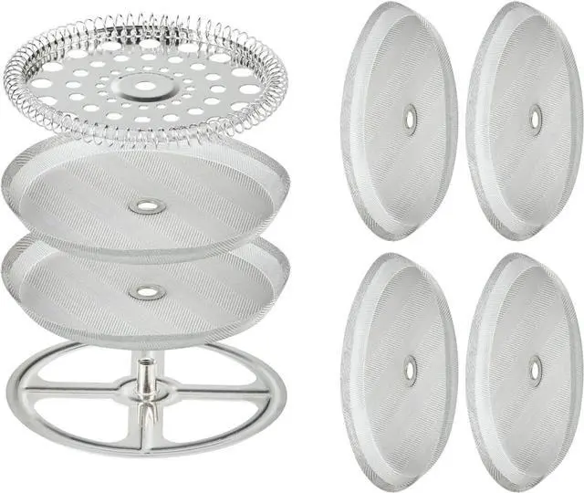 Main image of 8 Pieces French Press Replacement Parts Stainless Steel Set, 6 Pieces 3.6in Universal French Press Screen, Containing Spiral Disk and Cross Disk for 34oz/3.6 Inch Wide French Press Coffee Press