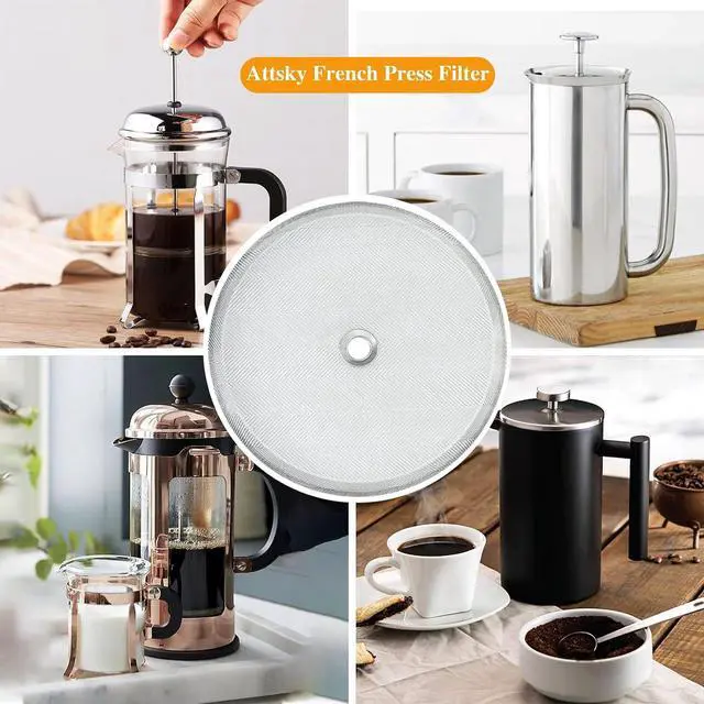 Alt view image 5 of 5 - 8 Pieces French Press Replacement Parts Stainless Steel Set, 6 Pieces 3.6in Universal French Press Screen, Containing Spiral Disk and Cross Disk for 34oz/3.6 Inch Wide French Press Coffee Press