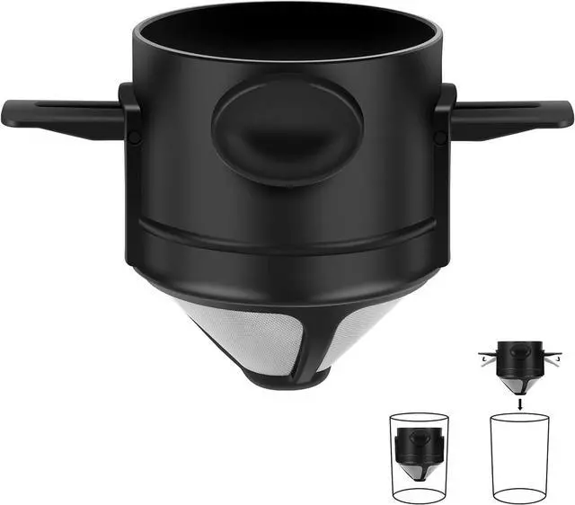 Main image of Pour Over Coffee Maker,Portable Stainless Steel Reusable Coffee Filter, Mini Collapsible Paperless Single Serve 1 Cup Coffee Dripper Cup Easy To Clean For Travel Camping