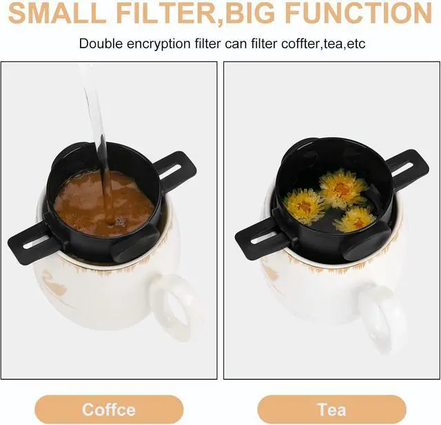 Alt view image 2 of 7 - Pour Over Coffee Maker,Portable Stainless Steel Reusable Coffee Filter, Mini Collapsible Paperless Single Serve 1 Cup Coffee Dripper Cup Easy To Clean For Travel Camping
