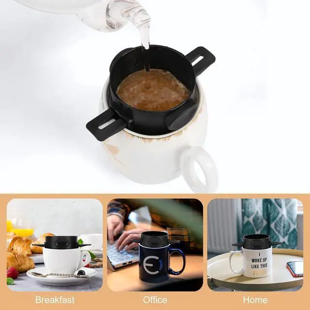 Alt view image 6 of 7 - Pour Over Coffee Maker,Portable Stainless Steel Reusable Coffee Filter, Mini Collapsible Paperless Single Serve 1 Cup Coffee Dripper Cup Easy To Clean For Travel Camping