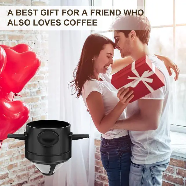 Alt view image 7 of 7 - Pour Over Coffee Maker,Portable Stainless Steel Reusable Coffee Filter, Mini Collapsible Paperless Single Serve 1 Cup Coffee Dripper Cup Easy To Clean For Travel Camping