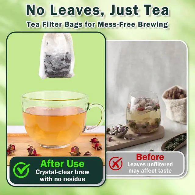 Alt view image 4 of 7 - 200Pcs Disposable Tea Bags for Loose Leaf Tea, Empty Tea Filter Bags for Cooking, Infuser Sachets for Spice, Coffee, Herb and More (3.54x2.75 Inch)