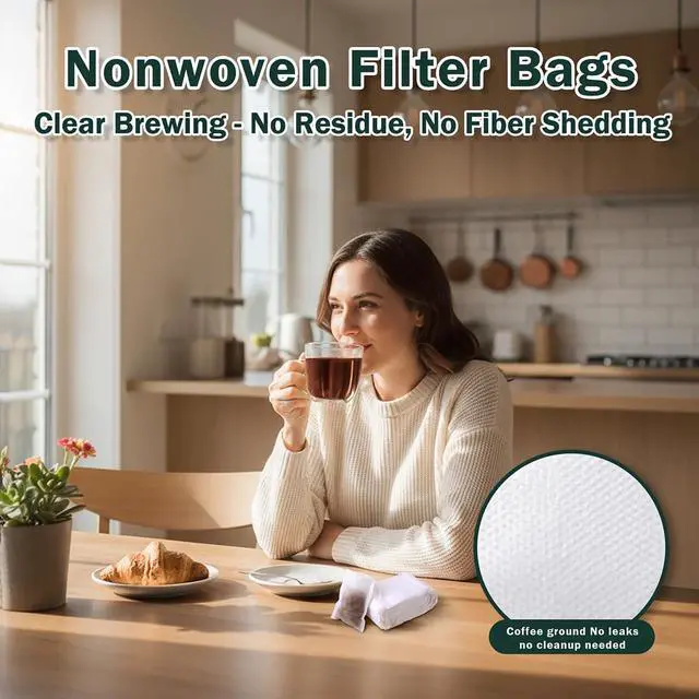 Alt view image 6 of 7 - 200Pcs Disposable Tea Bags for Loose Leaf Tea, Empty Tea Filter Bags for Cooking, Infuser Sachets for Spice, Coffee, Herb and More (3.54x2.75 Inch)