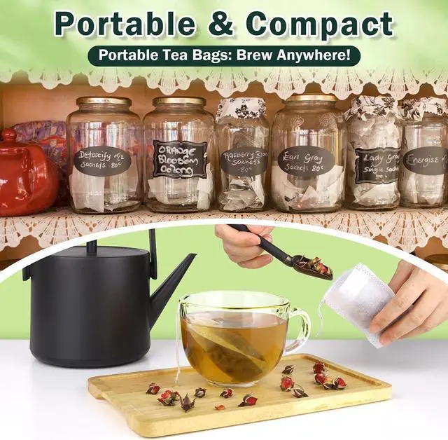 Alt view image 7 of 7 - 200Pcs Disposable Tea Bags for Loose Leaf Tea, Empty Tea Filter Bags for Cooking, Infuser Sachets for Spice, Coffee, Herb and More (3.54x2.75 Inch)