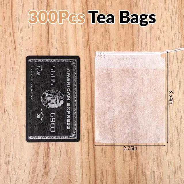 Alt view image 2 of 7 - 300 Pcs Disposable Empty Tea Bags for Loose Leaf Tea, Natural Corn Fiber | 3.54" x 2.75", Food-grade, with Drawstring, Safe for Hot Water Brewing, for Coffee, Herbs, Spices, Tea Filter Sachets Infuser