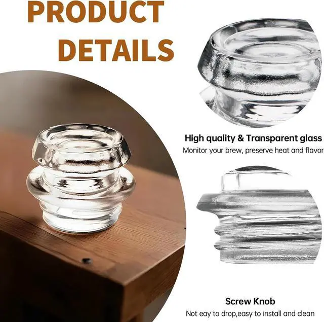 Alt view image 3 of 7 - Coffee Percolator Glass Top Replacement | Parts for Coletti, Coleman, GSI, Eurolux, Stansport, Texsport Percolators, Pack of 2 Percolator Replacement Glass Knobs