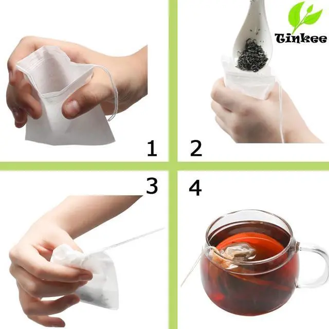 Alt view image 3 of 7 - Tea Filter bags, safe and natural material, disposable tea infuser, empty tea bag with drawstring for loose leaf tea, set of 1003.15 x 3.94 inch (Initial)