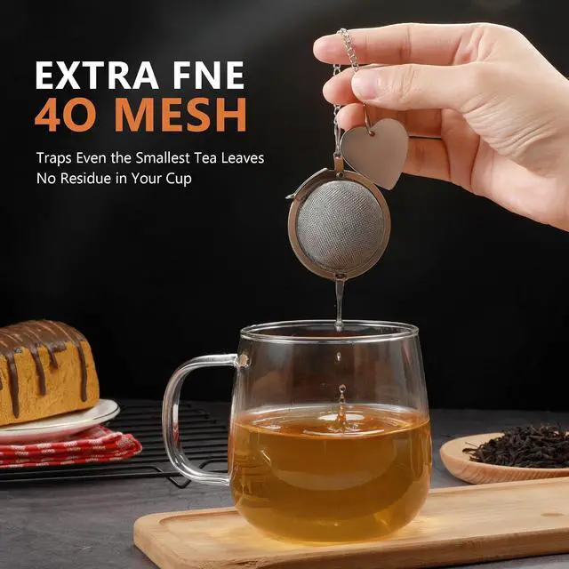 Alt view image 2 of 7 - Tea Infuser for Loose Leaf Tea 2 Pack 2" 304 Stainless Steel Tea Strainer Ball with Bonus Tea Scoop Clip Extra Fine Mesh, Rustproof, Easy to Clean DIKSEFN
